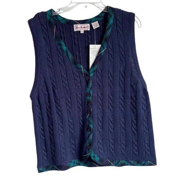 Bechamel Sweater Vest L • Preppy Plaid‎ Trim Y2K NWT - Picture 7 of 7